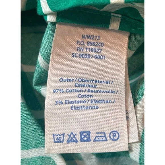 Boden Green White Geometric Lara Wrap Tea Picnic Short Sleeve Dress 8L - Picture 15 of 16